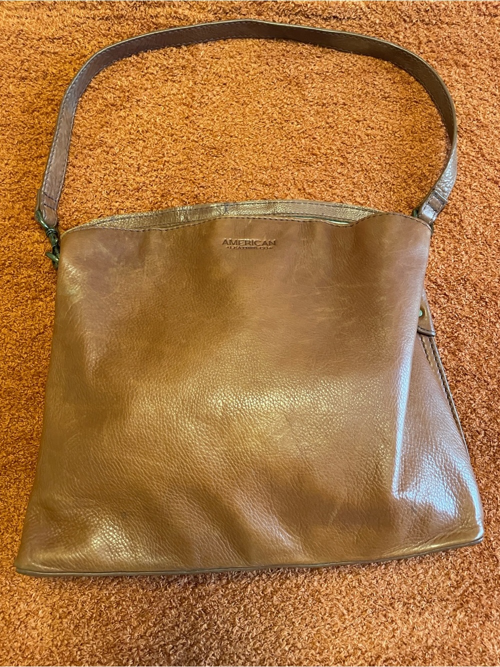 American leather company Soft Brown Leather Hobo Shoulder Bag